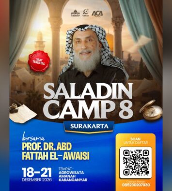 Poster Saladin Camp Batch 8 Surakarta bersama Prof. Dr. Abd Fattah El-Awaisi, 18–21 Desember 2026