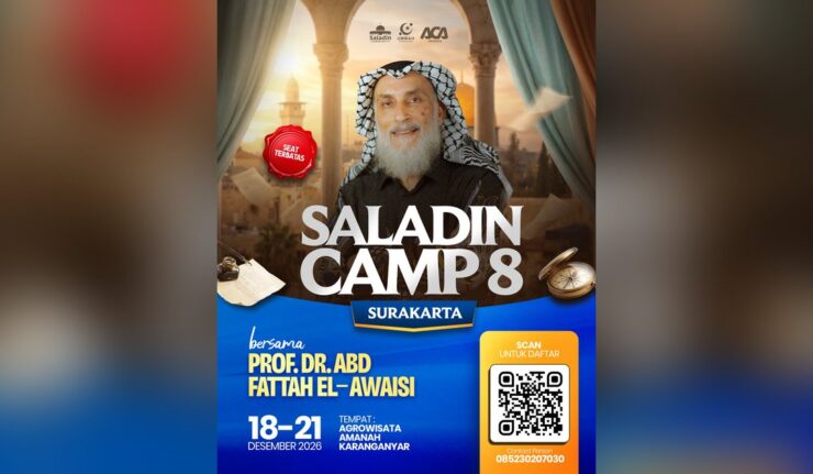 Poster Saladin Camp Batch 8 Surakarta bersama Prof. Dr. Abd Fattah El-Awaisi, 18–21 Desember 2026