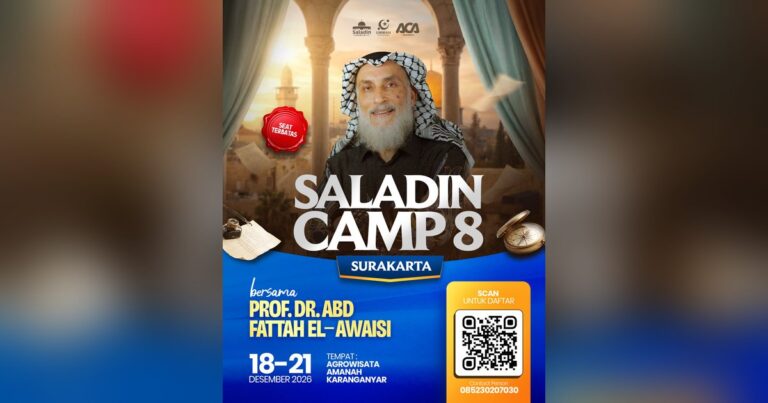 Poster Saladin Camp Batch 8 Surakarta bersama Prof. Dr. Abd Fattah El-Awaisi, 18–21 Desember 2026